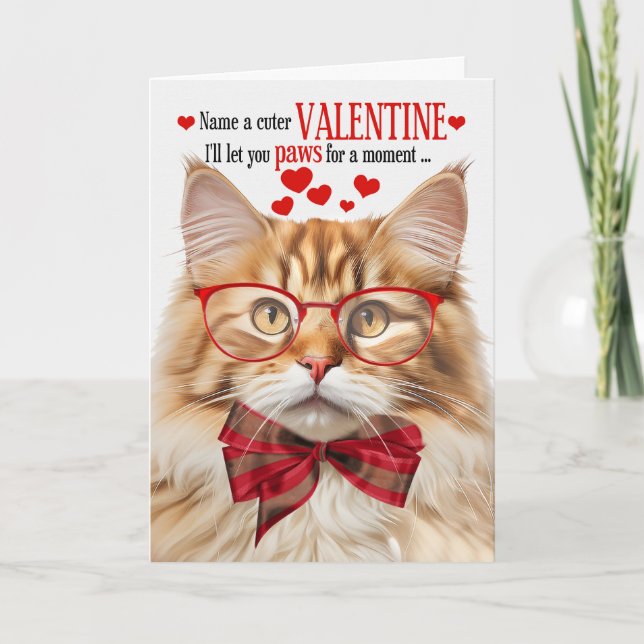 Cartes Pour Fêtes Annuelles Fluffy Orange Tabby Chat Humour Saint-Valentin (Devant)
