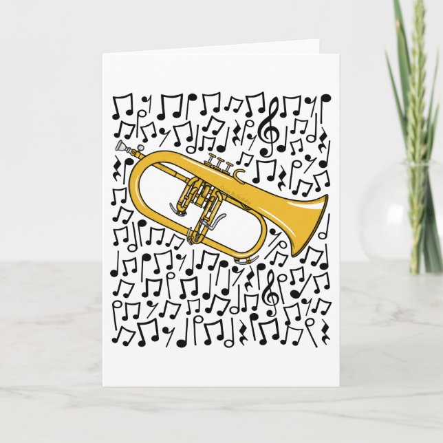 Cartes Pour Fêtes Annuelles Flugelhorn Notes musicales Hornist Brass Musicien (Devant)
