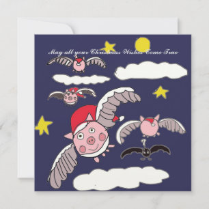 Cartes Pour Fêtes Annuelles Flying Pig Père Noël