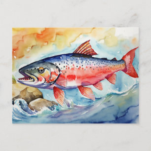 Cartes Pour Fêtes Annuelles *~* Flying Saumon AirBorne Gift AP49 Stream