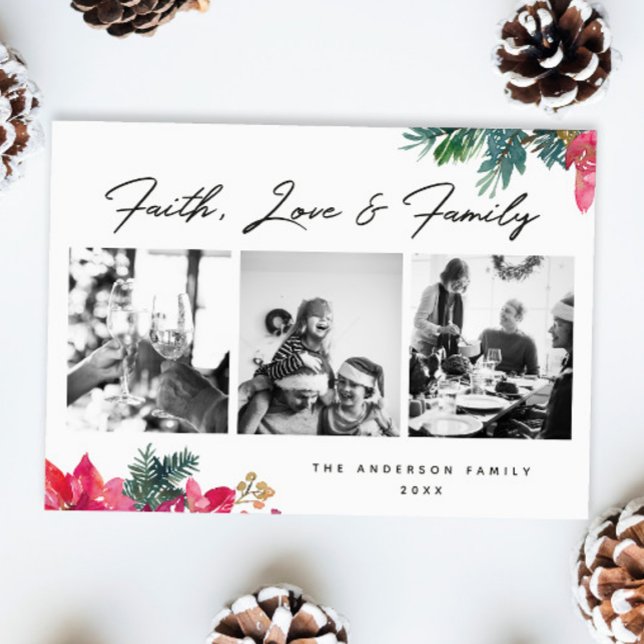 Cartes Pour Fêtes Annuelles Foi Amour Famille. Fleur de Noël religieuse (Créateur téléchargé)