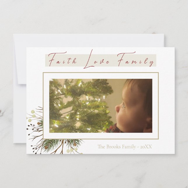 Cartes Pour Fêtes Annuelles Foi Amour Famille Religieux Une photo Noël (Devant)
