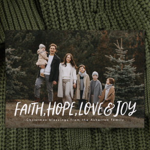 Cartes Pour Fêtes Annuelles Foi espérance amour joie photo religieuse de Noël