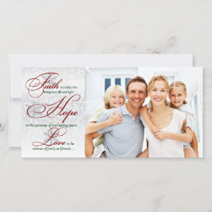 Cartes Pour Fêtes Annuelles Foi, espoir, Noël argenté Photocard d'amour