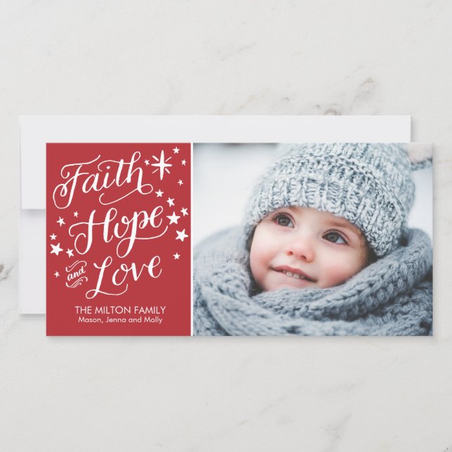 Cartes Pour Fêtes Annuelles Foi Lettrée Main Hope Love Religieux Noël (Devant)