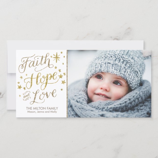 Cartes Pour Fêtes Annuelles Foi Lettrée Main Hope Love Religieux Noël (Devant)
