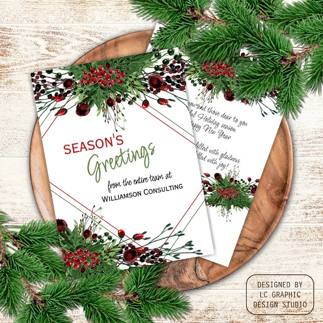 Cartes Pour Fêtes Annuelles Foliage botanique des baies rouges sur mesure Gree (Créateur téléchargé)