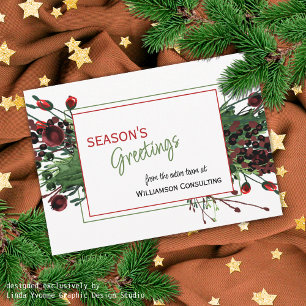 Cartes Pour Fêtes Annuelles Foliage botanique des baies rouges sur mesure Gree