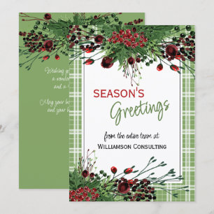 Cartes Pour Fêtes Annuelles Foliage botanique des baies rouges sur mesure Gree