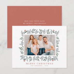 Cartes Pour Fêtes Annuelles Foliage de Noël moderne et Berries Botanique
