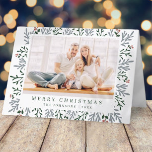 Cartes Pour Fêtes Annuelles Foliage de Noël moderne et Berries Botanique