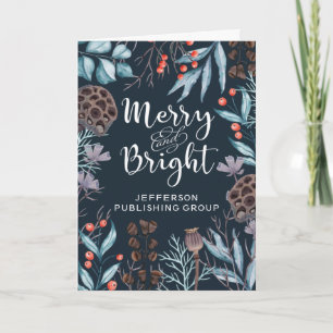 Cartes Pour Fêtes Annuelles Foliage d'hiver rustique Berries Joyeux et lumineu