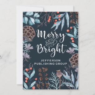 Cartes Pour Fêtes Annuelles Foliage d'hiver rustique Berries Joyeux et lumineu