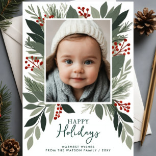 Cartes Pour Fêtes Annuelles Foliage d'hiver Verdure Joyeuses vacances Photo
