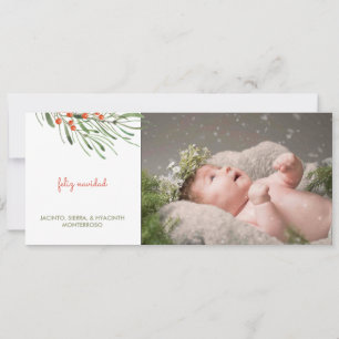 Cartes Pour Fêtes Annuelles Foliage rustique Berries Feliz Navidad Christmas