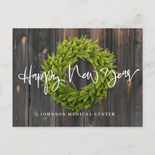Cartes Pour Fêtes Annuelles Foliage Wreath sur bois Bonne année Médicale