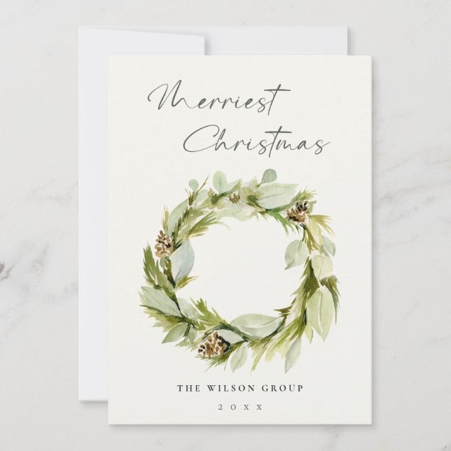 Cartes Pour Fêtes Annuelles Folio Wreath Winter Merriest Christmas Logo (Devant)
