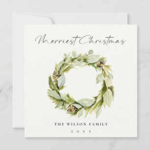 Cartes Pour Fêtes Annuelles Folithe vert Wreath d'hiver Joyeux Noël