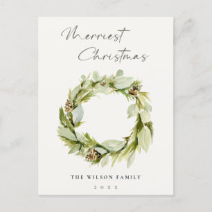 Cartes Pour Fêtes Annuelles Folithe vert Wreath d'hiver Joyeux Noël