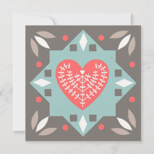 Cartes Pour Fêtes Annuelles Folk Art Heart Message personnalisé Saint Valentin