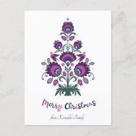 Cartes Pour Fêtes Annuelles 🎄Folklore de l'arbre de Noël [violet, gris ] blan