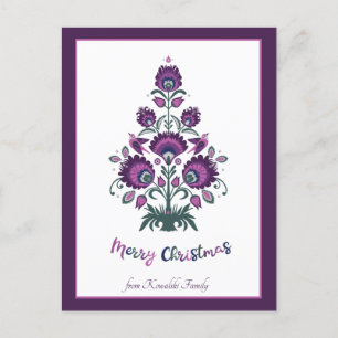 Cartes Pour Fêtes Annuelles 🎄 folklore des arbres de Noël [violet, gris] viol