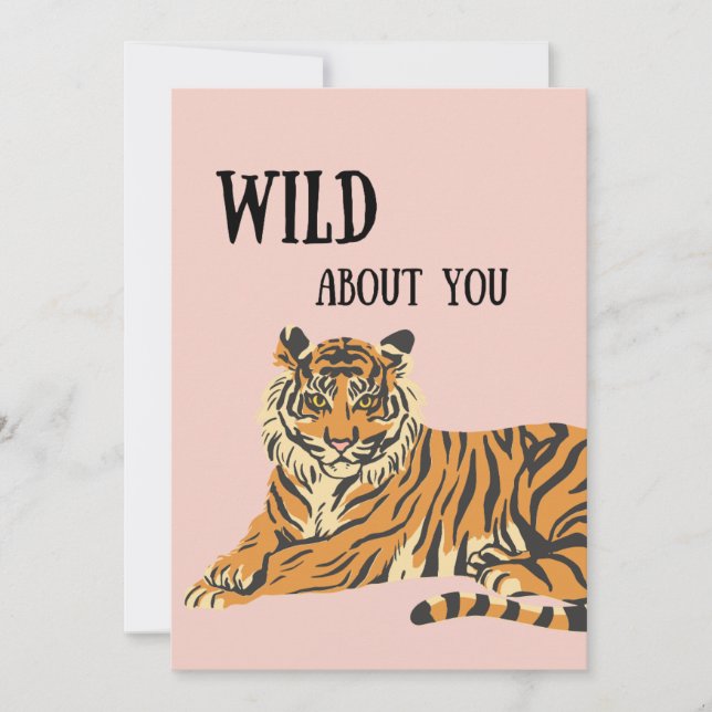 Cartes Pour Fêtes Annuelles Folle de toi Jungle Tiger Saint-Valentin  (Devant)