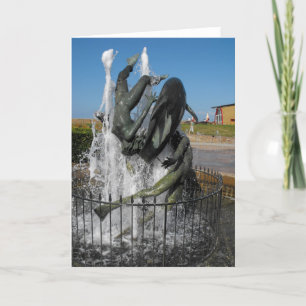 Cartes Pour Fêtes Annuelles Fontaine de natation avec dauphins
