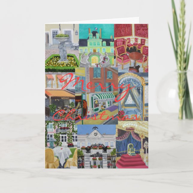 Cartes Pour Fêtes Annuelles Fontainebleau Joyeux Collage de Noël (Devant)