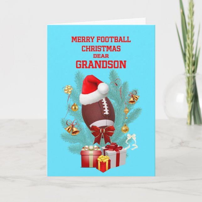 Cartes Pour Fêtes Annuelles Football de Noël de Grand-fils (Devant)