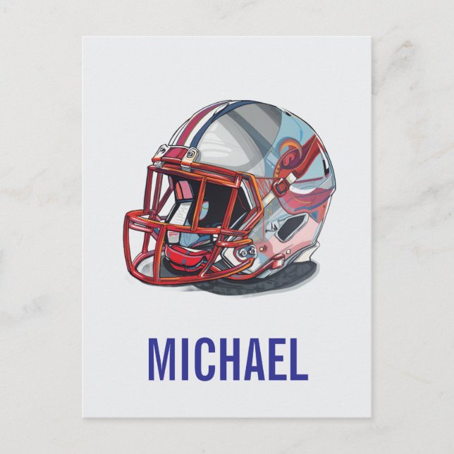Cartes Pour Fêtes Annuelles Football Helmet Pop Art Motivational Name (Devant)