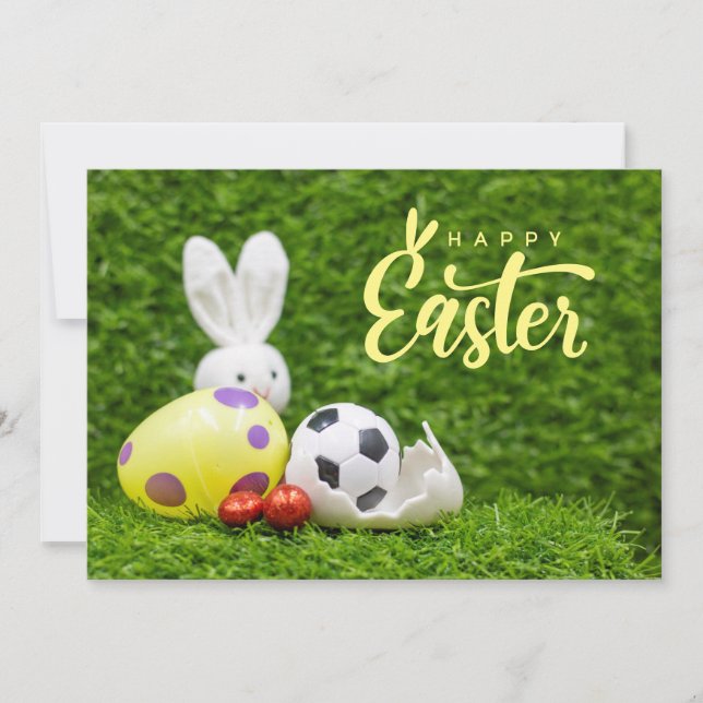 Cartes Pour Fêtes Annuelles Football Pâques joueur de voeux avec balle (Devant)