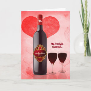Cartes Pour Fêtes Annuelles for Her on Valentine's Day with Red Wine
