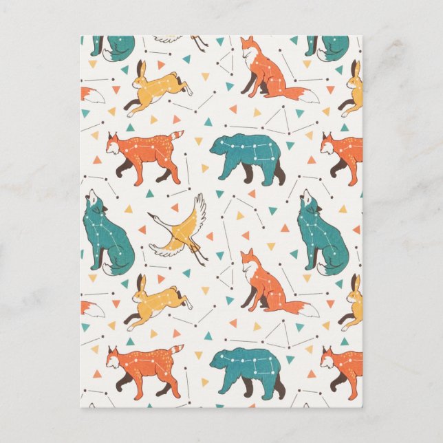 Cartes Pour Fêtes Annuelles Forêt Astrologique Constellation Animaux Étoiles (Devant)