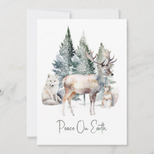 Cartes Pour Fêtes Annuelles Forêt boisée Animaux Noël