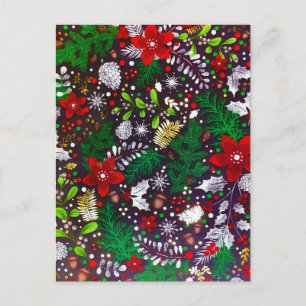 Cartes Pour Fêtes Annuelles Forêt botanique de Noël vintage festive 