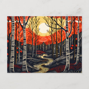 Cartes Pour Fêtes Annuelles Forêt d'automne avec pic