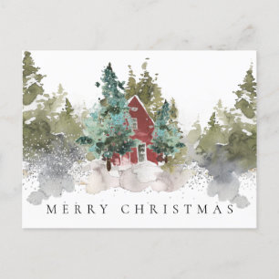 Cartes Pour Fêtes Annuelles Forêt de pins neigeux Bois Joyeux Noël