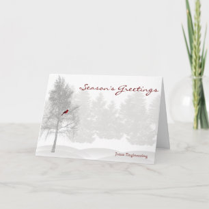 Cartes Pour Fêtes Annuelles Forêt de Snowy White avec le cardinal rouge