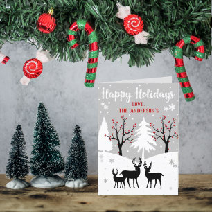 Cartes Pour Fêtes Annuelles Forêt d'hiver "Joyeuses fêtes" Noël festif