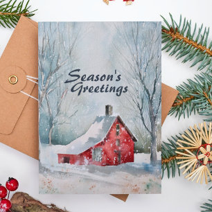 Cartes Pour Fêtes Annuelles Forêt d'hiver moderne Elégante aquarelle Noël