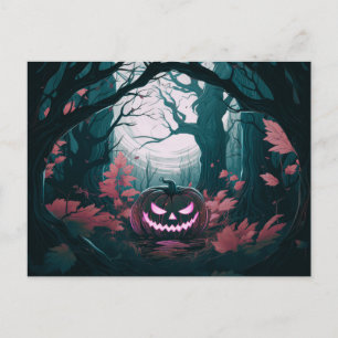 Cartes Pour Fêtes Annuelles Forêt effrayante avec citrouilles Halloween
