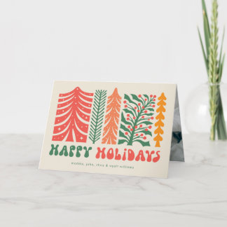 Cartes Pour Fêtes Annuelles Forêt festive rétro
