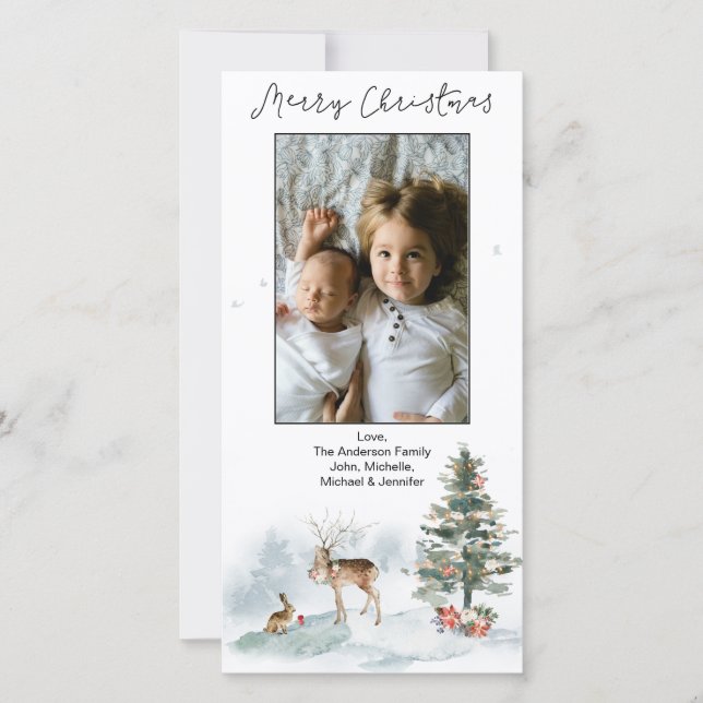 Cartes Pour Fêtes Annuelles Forêt forestière Joyeux Noël (Devant)