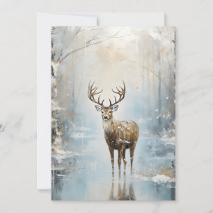Cartes Pour Fêtes Annuelles Forêt givre Cerf
