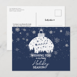Cartes Pour Fêtes Annuelles Forêt neigeuse Noël Ornement blanc Père Noël Sleig