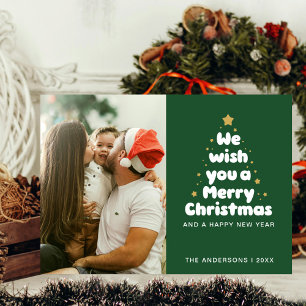 Cartes Pour Fêtes Annuelles Forêt Verte Arbre Joyeux Enfantin Baiser de Famill