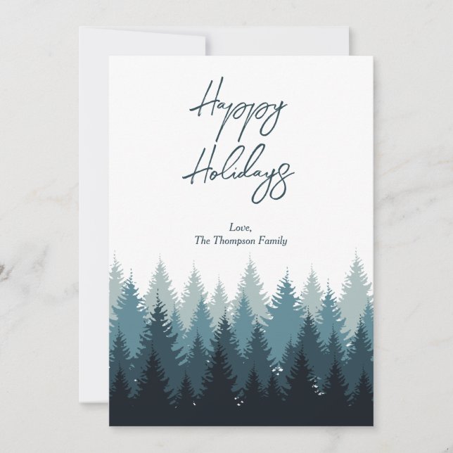 Cartes Pour Fêtes Annuelles Forêts Arbres Rustiques Paysage Joyeux Vacances (Devant)