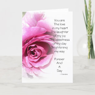 Cartes Pour Fêtes Annuelles Forever and A Day Poem with Rose