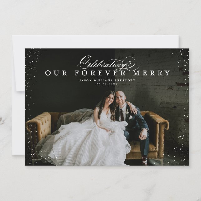 Cartes Pour Fêtes Annuelles Forever joyeux élégant photo jeune mariée (Devant)